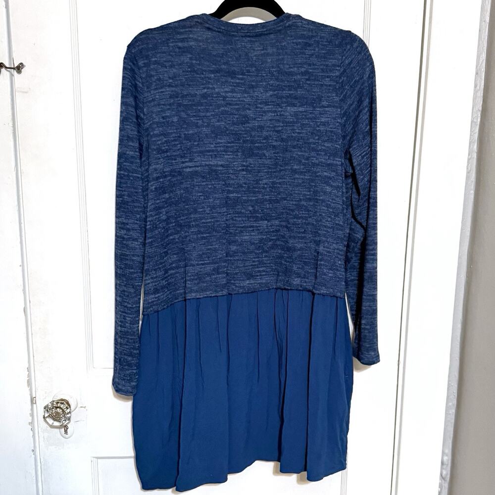 LOGO BY LORI GOLDSTEIN Blue Soft Knit Top & Rayon Skirt Tunic Dress Size Large - Picture 4 of 4